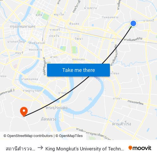 สถานีตำรวจหัวหมาก,สนามกีฬาหัวหมาก to King Mongkut's University of Technology Thonburi (KMUTT) (มหาวิทยาลัยเทคโนโลยีพระจอมเกล้าธนบุรี (KM map