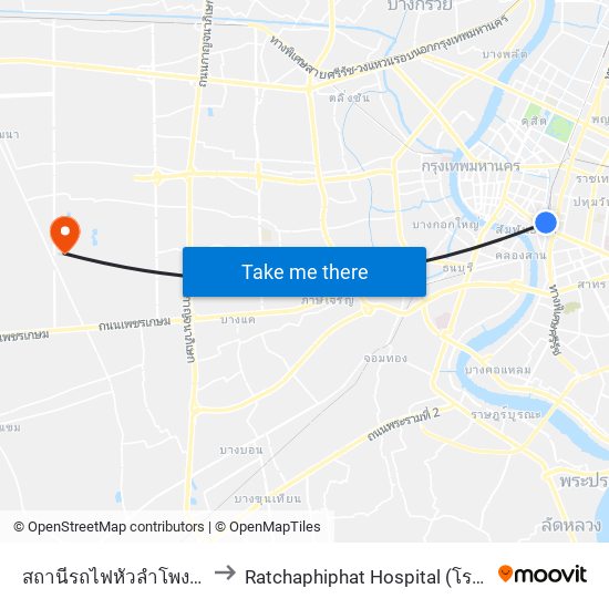 สถานีรถไฟหัวลำโพง Hua Lamphong to Ratchaphiphat Hospital (โรงพยาบาลราชพิพัฒน์) map