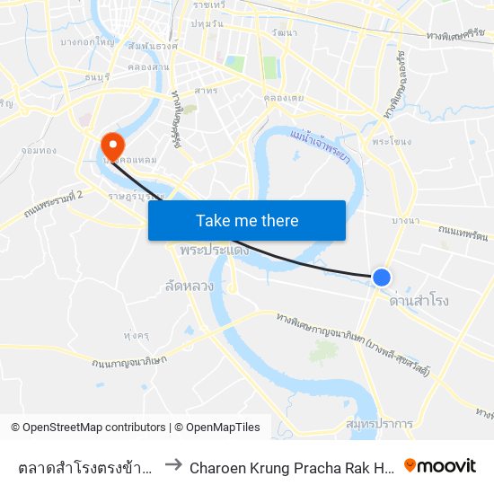 ตลาดสำโรงตรงข้ามสุขุมวิท 111 Talat Samrong to Charoen Krung Pracha Rak Hospital (โรงพยาบาลเจริญกรุงประชารักษ์) map