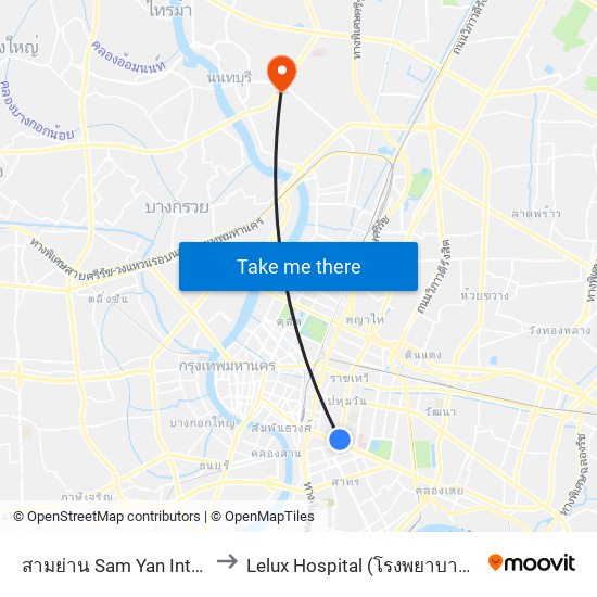 สามย่าน Sam Yan Intersection to Lelux Hospital (โรงพยาบาลเลอลักษณ์) map