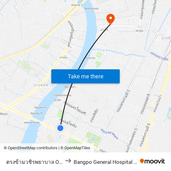 ตรงข้ามวชิรพยาบาล Opp Vajira Hospital to Bangpo General Hospital (โรงพยาบาลบางโพ) map