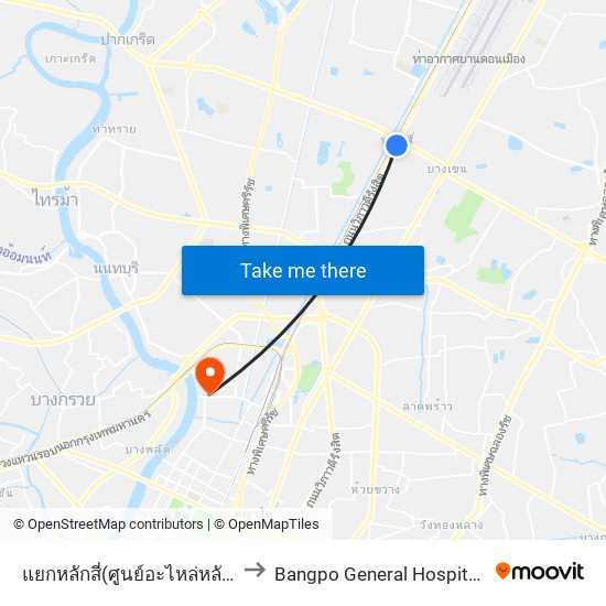 แยกหลักสี่(ศูนย์อะไหล่หลักสี่ซอย 2) Yaek Lak Si to Bangpo General Hospital (โรงพยาบาลบางโพ) map