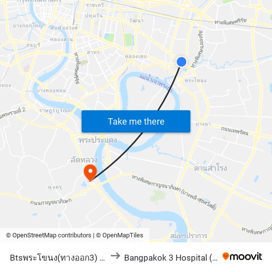 Btsพระโขนง(ทางออก3) Bts Phra Khanong (Exit 3) to Bangpakok 3 Hospital (โรงพยาบาลบางปะกอก 3) map