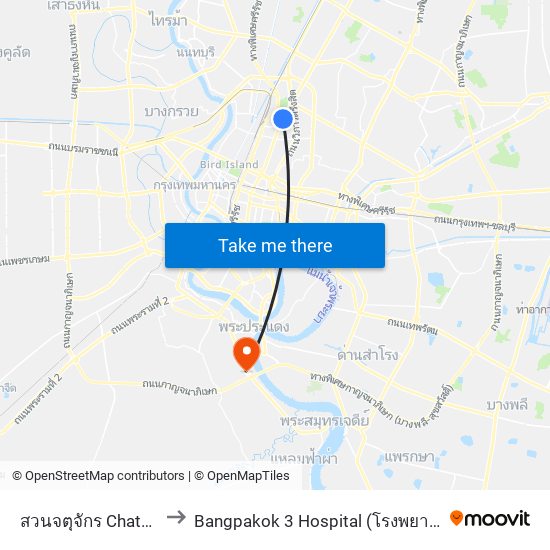 สวนจตุจักร Chatuchak Park to Bangpakok 3 Hospital (โรงพยาบาลบางปะกอก 3) map