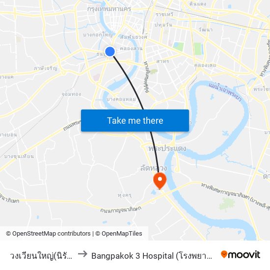 วงเวียนใหญ่(นิรันดร์รัตน์) to Bangpakok 3 Hospital (โรงพยาบาลบางปะกอก 3) map