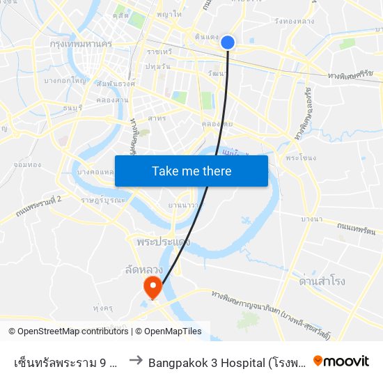 เซ็นทรัลพระราม 9 Central Rama 9 to Bangpakok 3 Hospital (โรงพยาบาลบางปะกอก 3) map