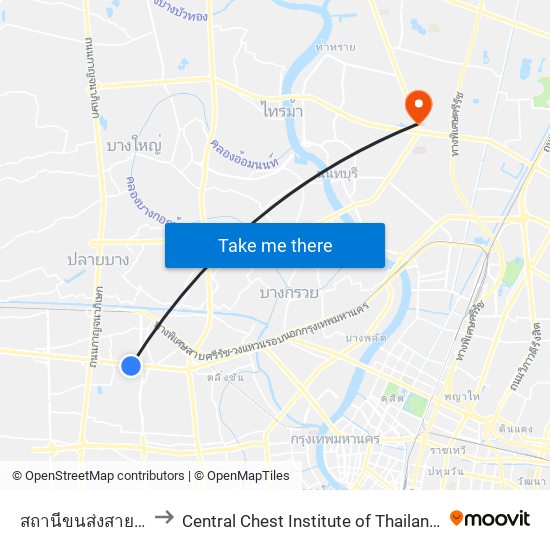 สถานีขนส่งสายใต้ใหม่(ตลิ่งชัน) to Central Chest Institute of Thailand (CCIT) (สถาบันโรคทรวงอก) map