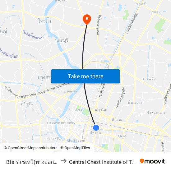 Bts ราชเทวี(ทางออก2) Bts Ratchathewi (Exit 2) to Central Chest Institute of Thailand (CCIT) (สถาบันโรคทรวงอก) map