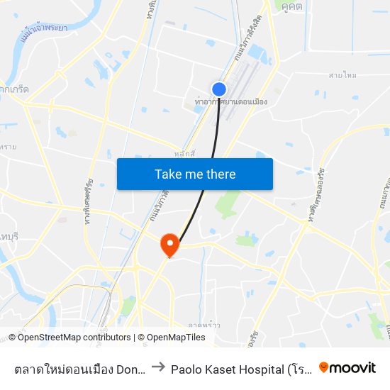 ตลาดใหม่ดอนเมือง Don Mueang New Market to Paolo Kaset Hospital (โรงพยาบาลเปาโล เกษตร) map