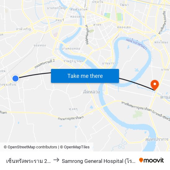 เซ็นทรัลพระราม 2 Central Rama 2 to Samrong General Hospital (โรงพยาบาลสำโรงการแพทย์) map