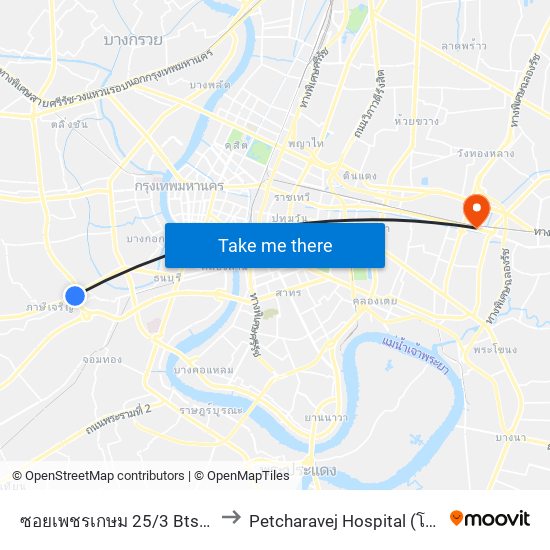 ซอยเพชรเกษม 25/3 Bts บางหว้า (ทางออก4) to Petcharavej Hospital (โรงพยาบาลเพชรเวช) map