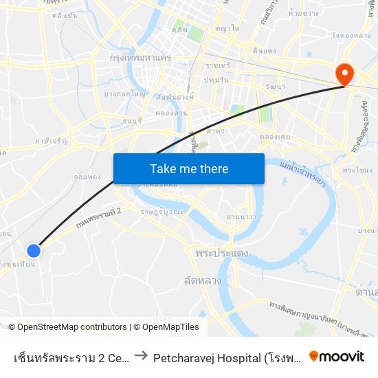 เซ็นทรัลพระราม 2 Central Rama 2 to Petcharavej Hospital (โรงพยาบาลเพชรเวช) map