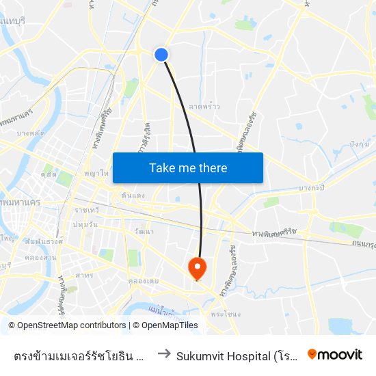 ตรงข้ามเมเจอร์รัชโยธิน  Major Ratchayothin to Sukumvit Hospital (โรงพยาบาลสุขุมวิท) map