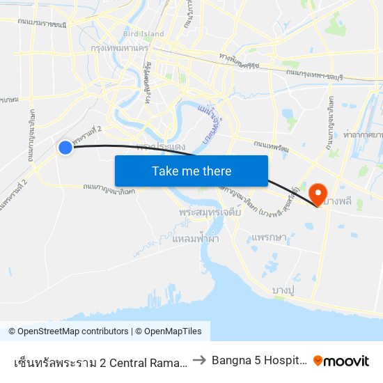 เซ็นทรัลพระราม 2 Central Rama 2 to Bangna 5 Hospital map