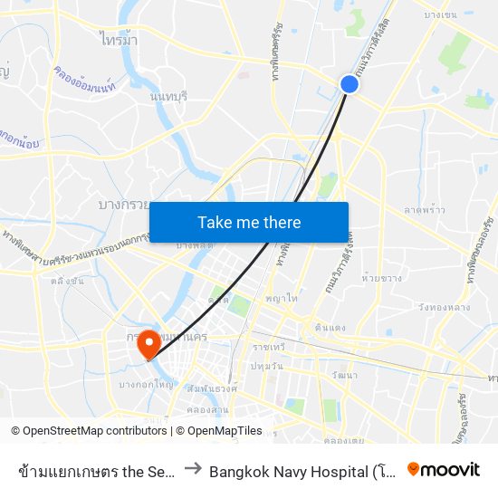 ข้ามแยกเกษตร the Separation Of Agriculture to Bangkok Navy Hospital (โรงพยาบาลทหารเรือกรุงเทพ) map