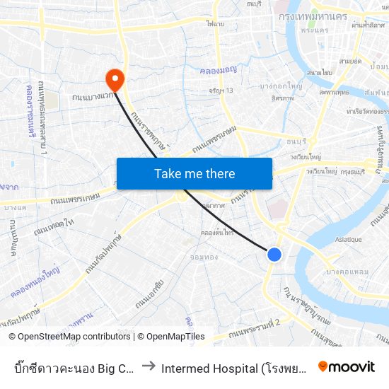 บิ๊กซีดาวคะนอง Big C  Dao Khanong to Intermed Hospital (โรงพยาบาลอินเตอร์เมด) map