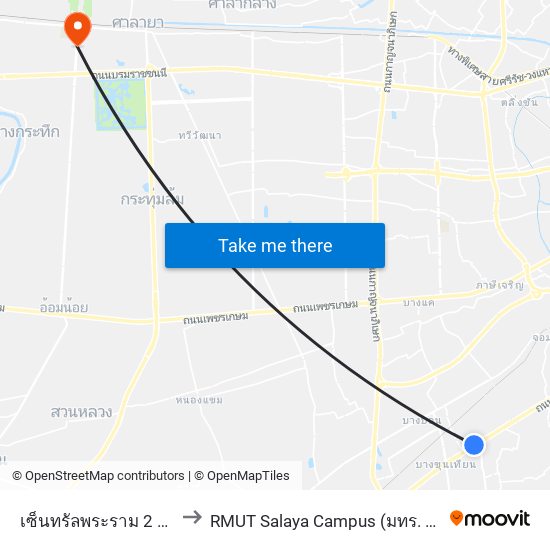 เซ็นทรัลพระราม 2 Central Rama 2 to RMUT Salaya Campus (มทร. รัตนโกสินทร์ ศาลายา) map