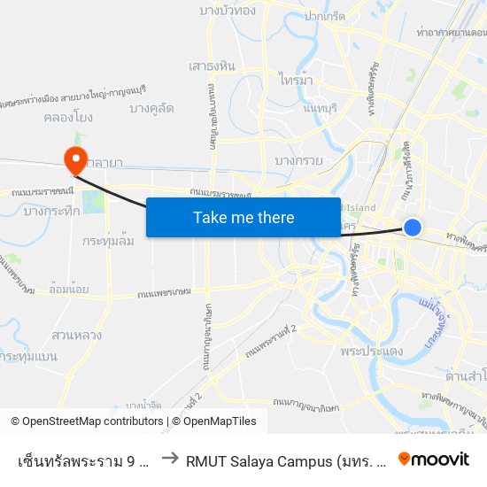 เซ็นทรัลพระราม 9 Central Rama 9 to RMUT Salaya Campus (มทร. รัตนโกสินทร์ ศาลายา) map