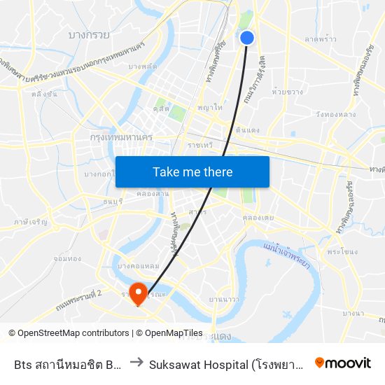 Bts สถานีหมอชิต Bts Mochit to Suksawat Hospital (โรงพยาบาลสุขสวัสดิ์) map