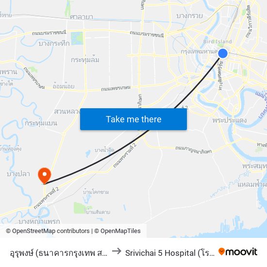 อุรุพงษ์ (ธนาคารกรุงเทพ สาขาอุรุพงษ์) Urupong to Srivichai 5 Hospital (โรงพยาบาลศรีวิชัย 5) map