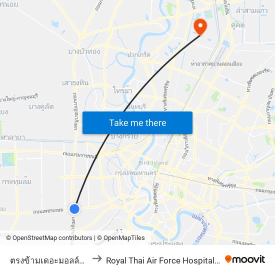 ตรงข้ามเดอะมอลล์บางแค Opp the Mall Bangkae to Royal Thai Air Force Hospital-Er (โรงพยาบาลทหารอากาศ สีกัน-ฉุกเฉิน) map