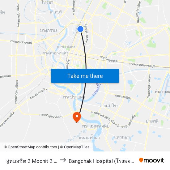 อู่หมอชิต 2 Mochit 2 Bus Depot to Bangchak Hospital (โรงพยาบาลบางจาก) map