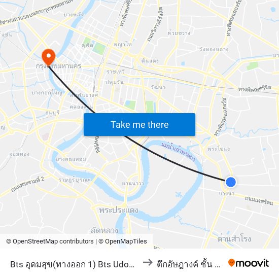 Bts อุดมสุข(ทางออก 1) Bts Udomsuk (Exit 1) to ตึกอัษฎางค์ ชั้น 12 ฝั่งใต้ map