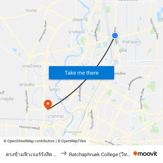 ตรงข้ามฟิวเจอร์รังสิต Future Rangsit to Ratchaphruek College (วิทยาลัยราชพฤกษ์) map