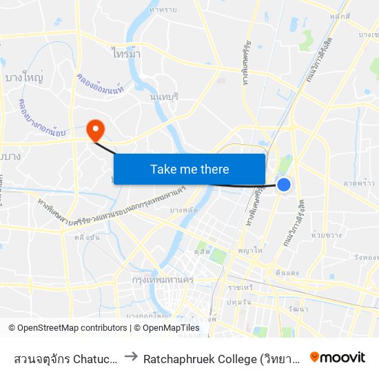 สวนจตุจักร Chatuchak Park to Ratchaphruek College (วิทยาลัยราชพฤกษ์) map