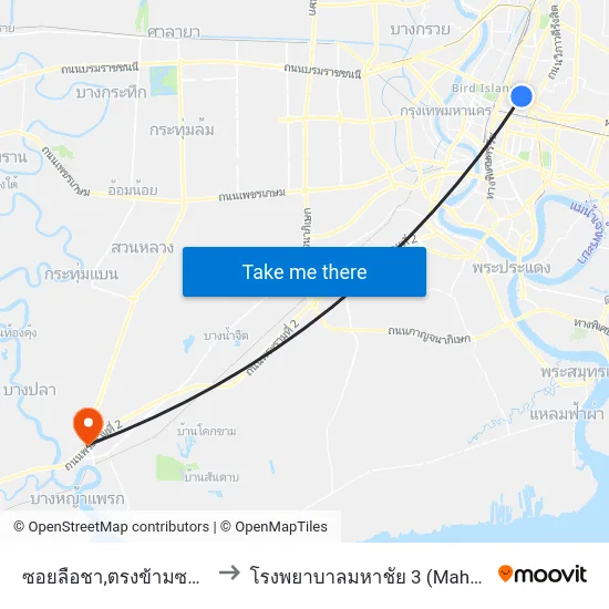 ซอยลือชา,ตรงข้ามซอยพหลโยธิน 1 to โรงพยาบาลมหาชัย 3 (Mahachai 3 Hospital) map