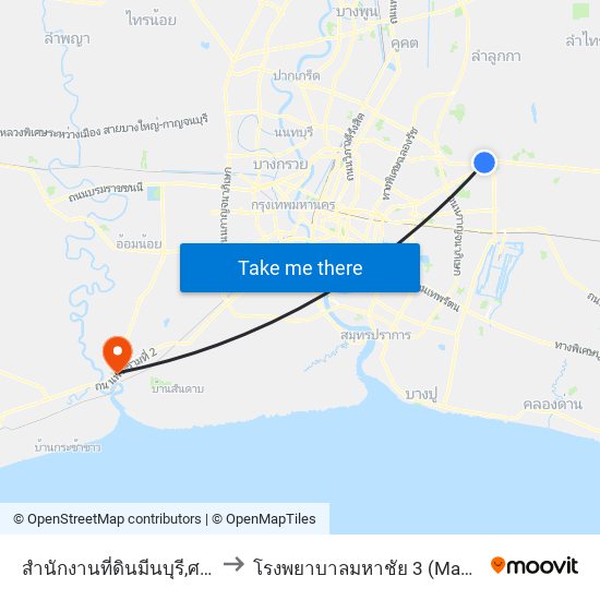 สำนักงานที่ดินมีนบุรี,ศาลจังหวัดมีนบุรี to โรงพยาบาลมหาชัย 3 (Mahachai 3 Hospital) map