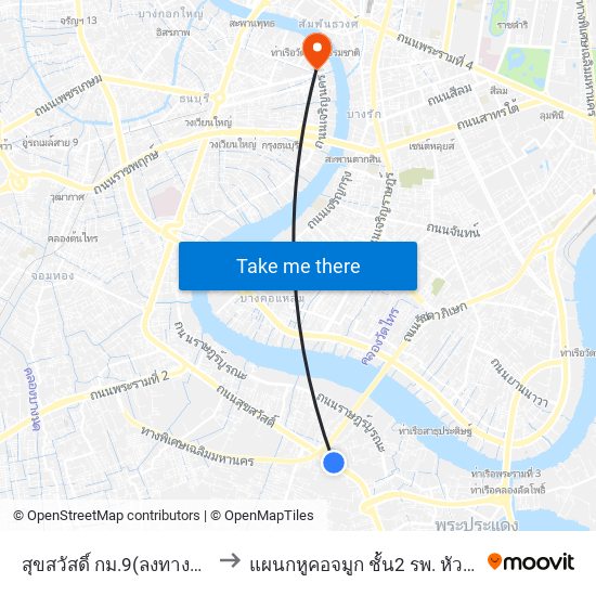 สุขสวัสดิ์ กม.9(ลงทางด่วน) to แผนกหูคอจมูก ชั้น2 รพ. หัวเฉียว map