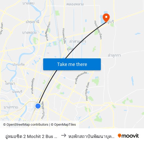 อู่หมอชิต 2 Mochit 2 Bus Depot to หอพักสถาบันพัฒนาบุคลากร map