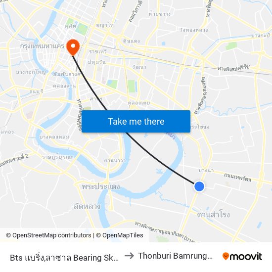 Bts แบริ่ง,ลาซาล Bearing Skytrain Station, Lasal to Thonburi Bamrungmuang Hospital map