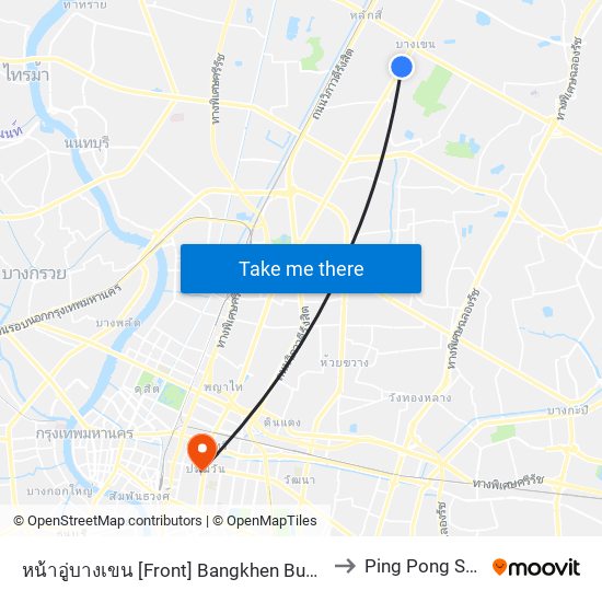 หน้าอู่บางเขน [Front] Bangkhen Bus Depot to Ping Pong Show map