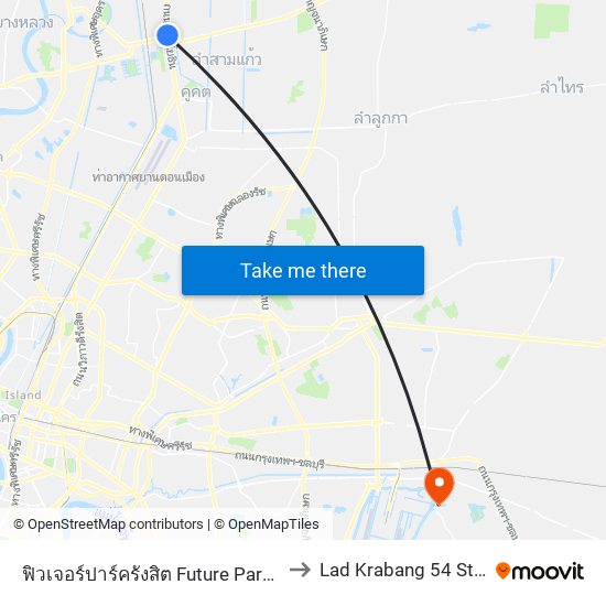 ฟิวเจอร์ปาร์ครังสิต Future Park Rangsit to Lad Krabang 54 Stadium map