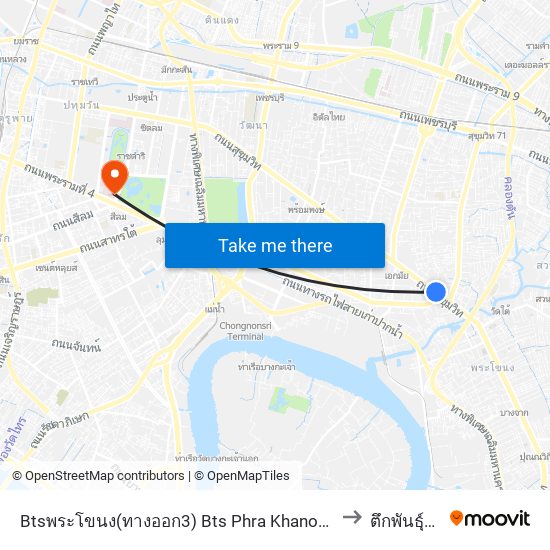 Btsพระโขนง(ทางออก3) Bts Phra Khanong (Exit 3) to ตึกพันธุ์ทิพย์ map