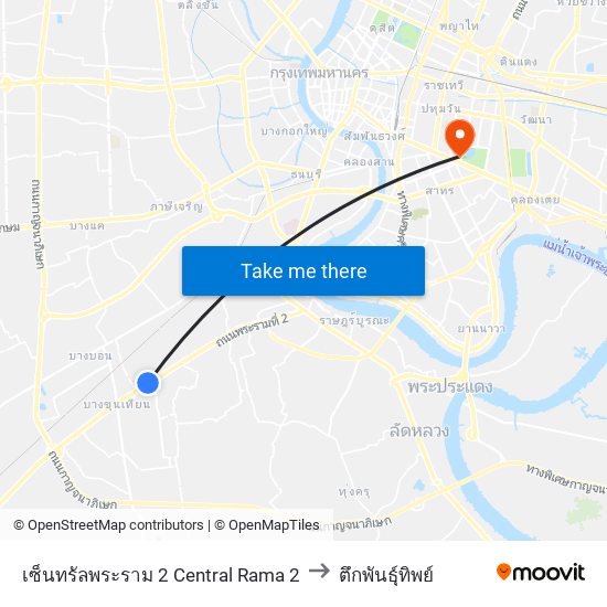 เซ็นทรัลพระราม 2 Central Rama 2 to ตึกพันธุ์ทิพย์ map