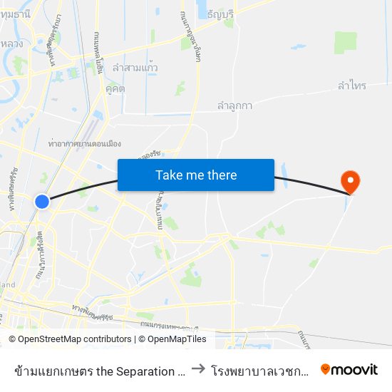 ข้ามแยกเกษตร the Separation Of Agriculture to โรงพยาบาลเวชการุณย์รัศมิ์ map