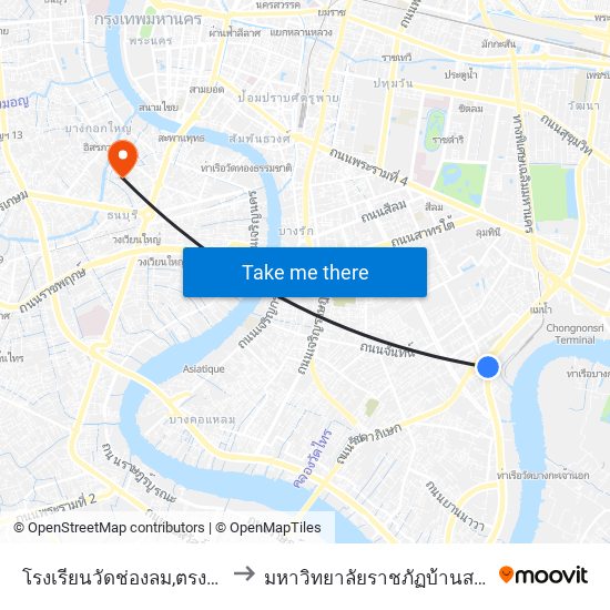 โรงเรียนวัดช่องลม,ตรงข้ามวัดช่องลม to มหาวิทยาลัยราชภัฏบ้านสมเด็จเจ้าพระยา map