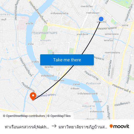 ท่าเรือนครสวรรค์;Nakhon Sawan Pier to มหาวิทยาลัยราชภัฏบ้านสมเด็จเจ้าพระยา map