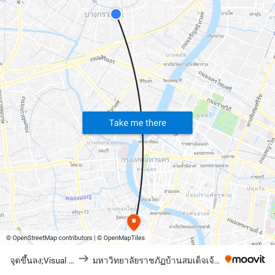 จุดขึ้นลง;Visual Stop to มหาวิทยาลัยราชภัฏบ้านสมเด็จเจ้าพระยา map