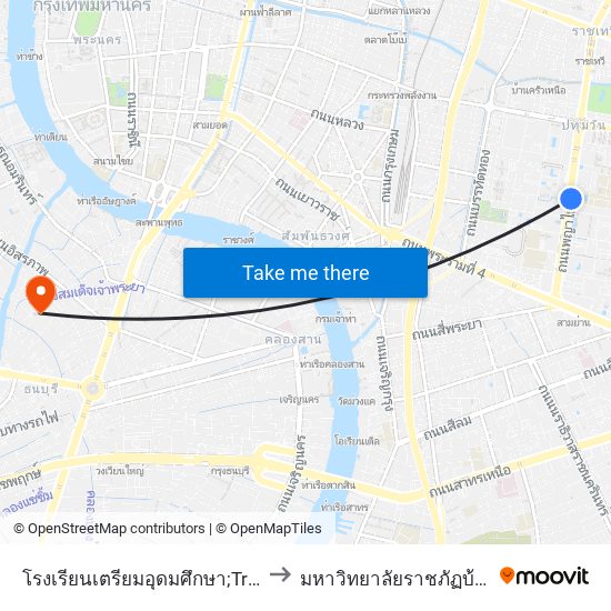 โรงเรียนเตรียมอุดมศึกษา;Triamudomsuksa School to มหาวิทยาลัยราชภัฏบ้านสมเด็จเจ้าพระยา map