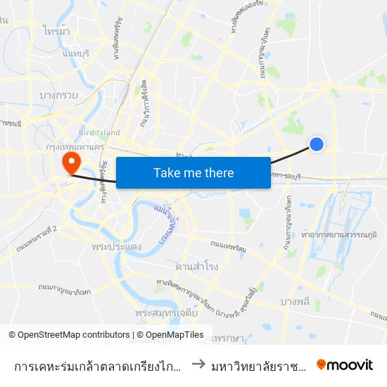 การเคหะร่มเกล้าตลาดเกรียงไกร;Rom Klao Housing, Kriangkrai Market to มหาวิทยาลัยราชภัฏบ้านสมเด็จเจ้าพระยา map