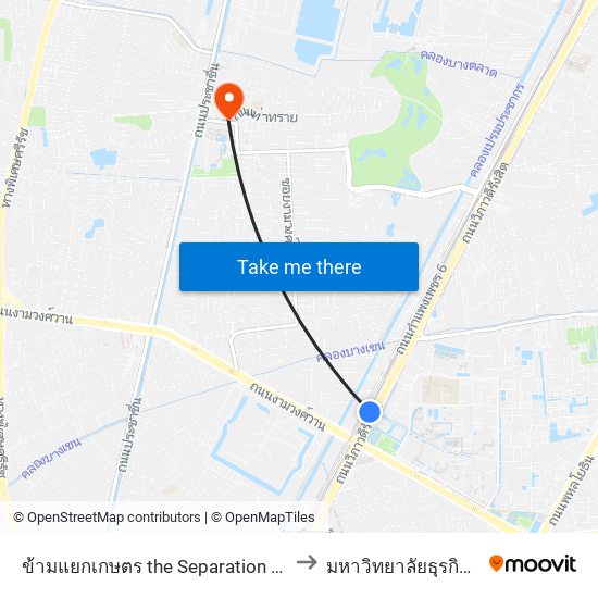 ข้ามแยกเกษตร the Separation Of Agriculture to มหาวิทยาลัยธุรกิจบัณฑิตย์ map