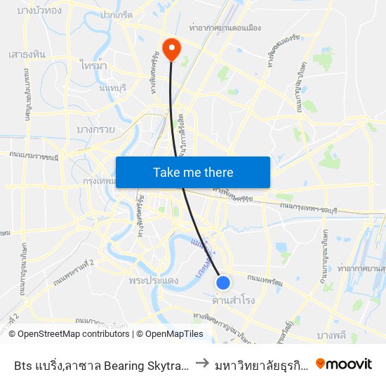 Bts แบริ่ง,ลาซาล Bearing Skytrain Station, Lasal to มหาวิทยาลัยธุรกิจบัณฑิตย์ map