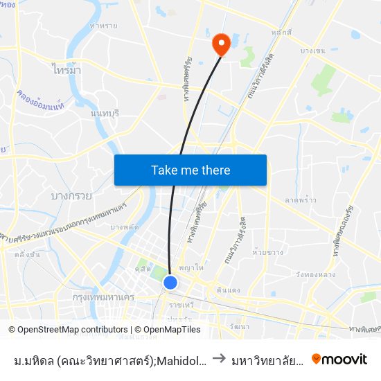 ม.มหิดล (คณะวิทยาศาสตร์);Mahidol University (Faculty Of Science) to มหาวิทยาลัยธุรกิจบัณฑิตย์ map