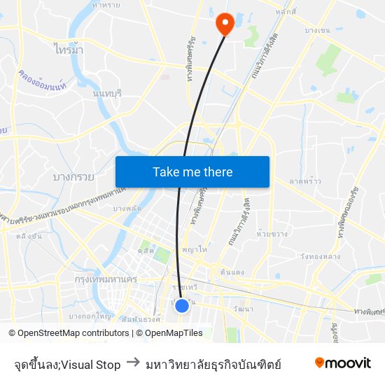 จุดขึ้นลง;Visual Stop to มหาวิทยาลัยธุรกิจบัณฑิตย์ map