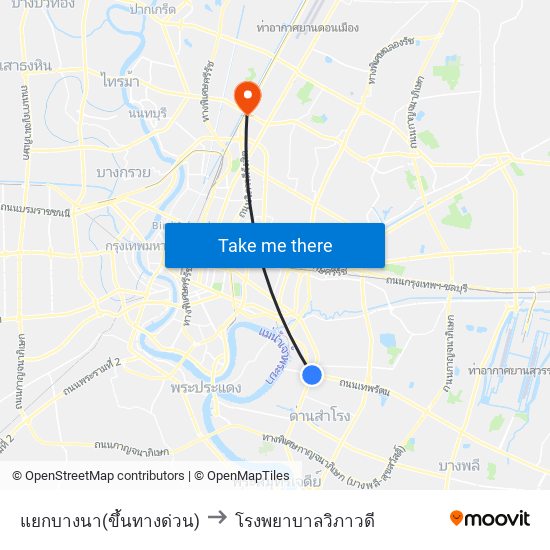 แยกบางนา(ขึ้นทางด่วน) to โรงพยาบาลวิภาวดี map