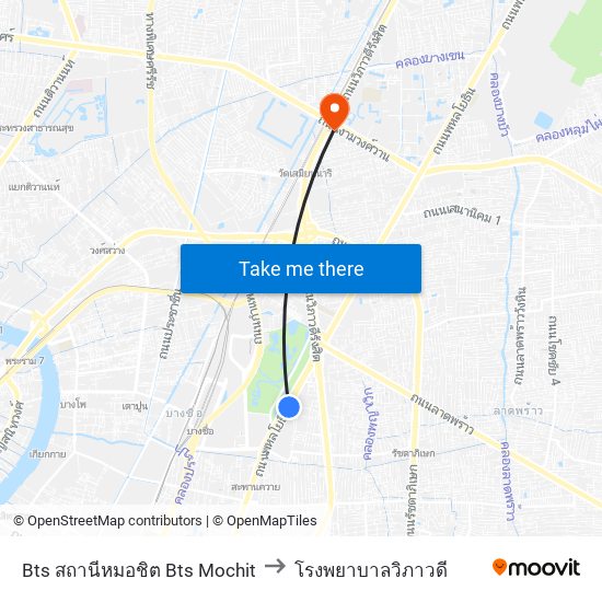 Bts สถานีหมอชิต Bts Mochit to โรงพยาบาลวิภาวดี map